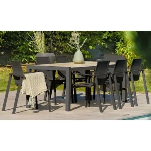 soldes de Noël Table De Jardin VENISE DCB Garden 195X90 Gris Anthracite – VENISE-TB200 9